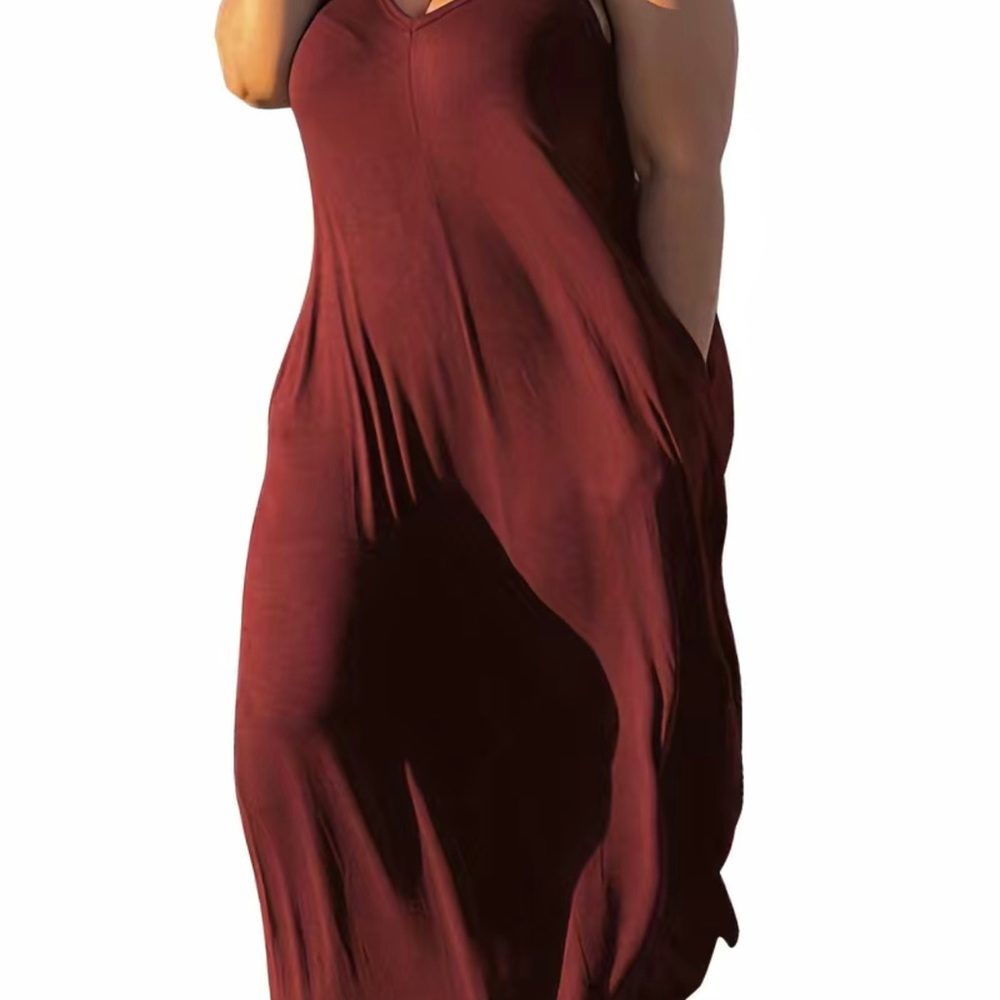 5X/22W Red Cami Maxi dress with pockets